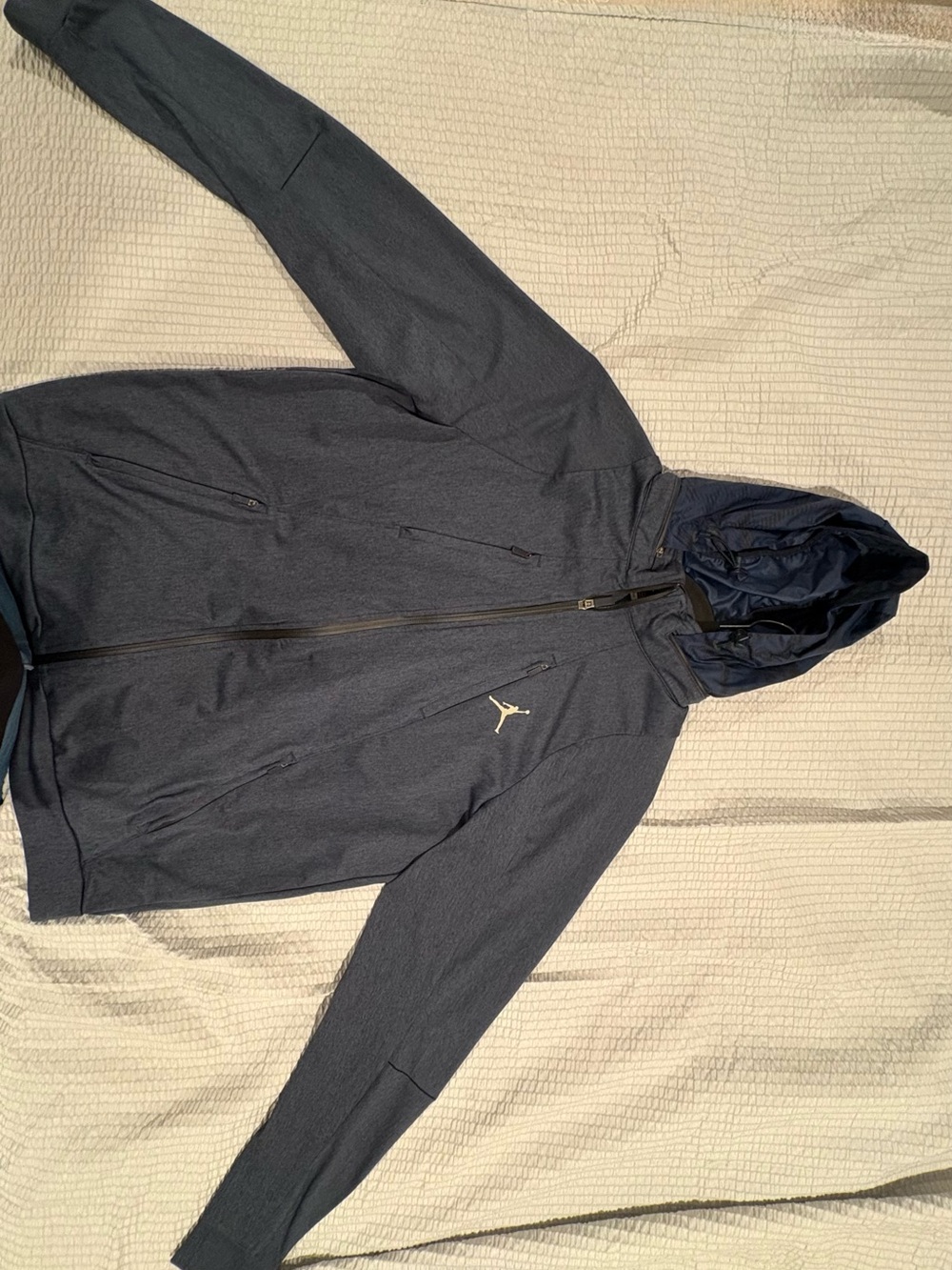 Jordan Men's Full-Zip Hoodie in Dark Gray and Navy